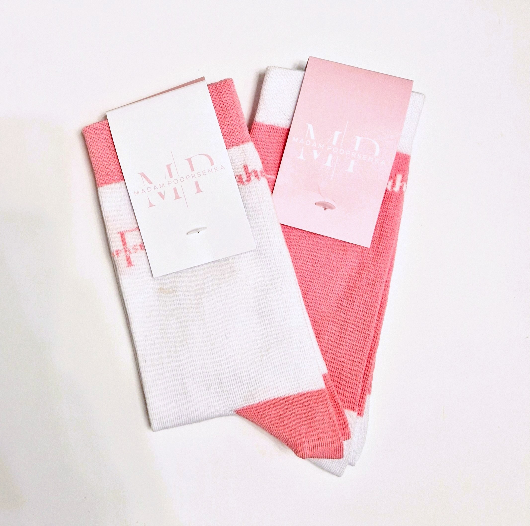 Ponožky Madam Popdrsenka Duo pack - růžová a bílá